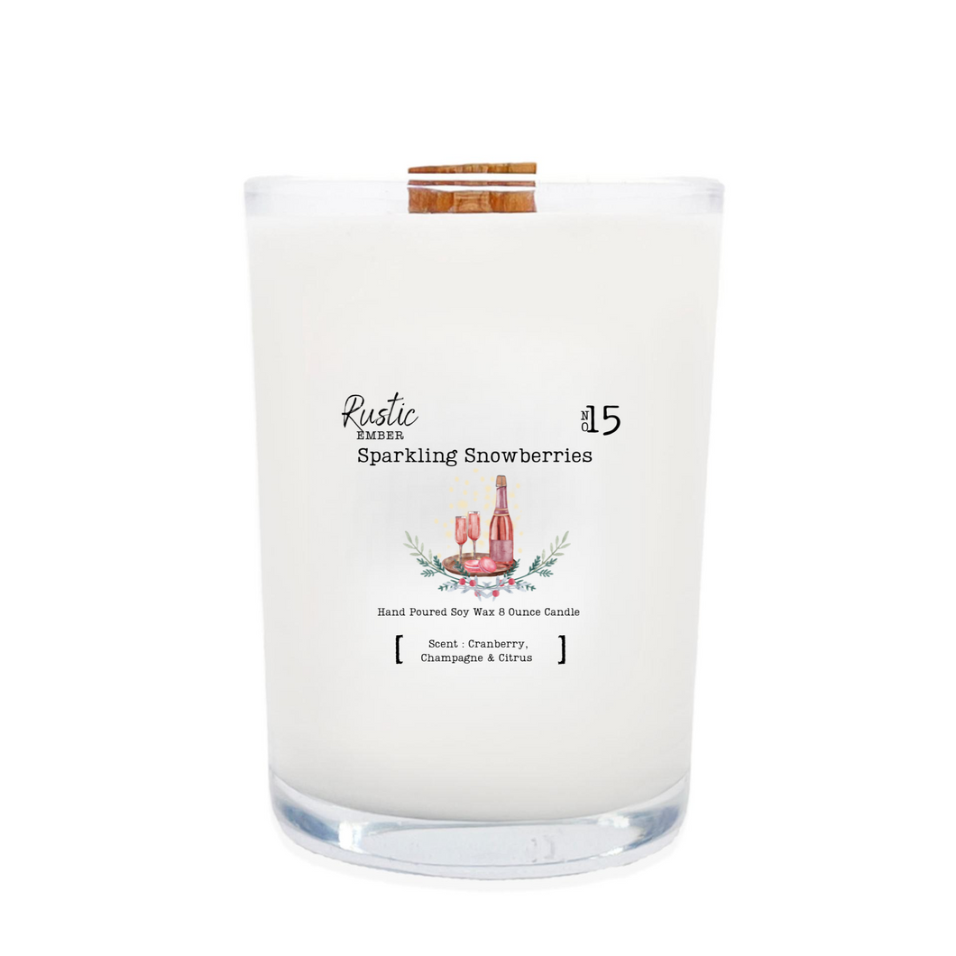 Rustic Ember| Sparkling Snowberries| 8 Ounce Candle