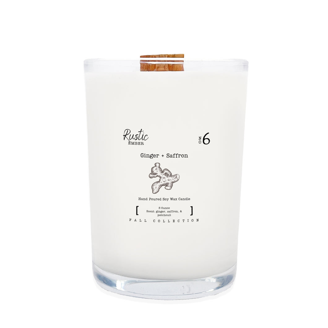 Ginger + Saffron | 8 Ounce Candle | Rustic Ember