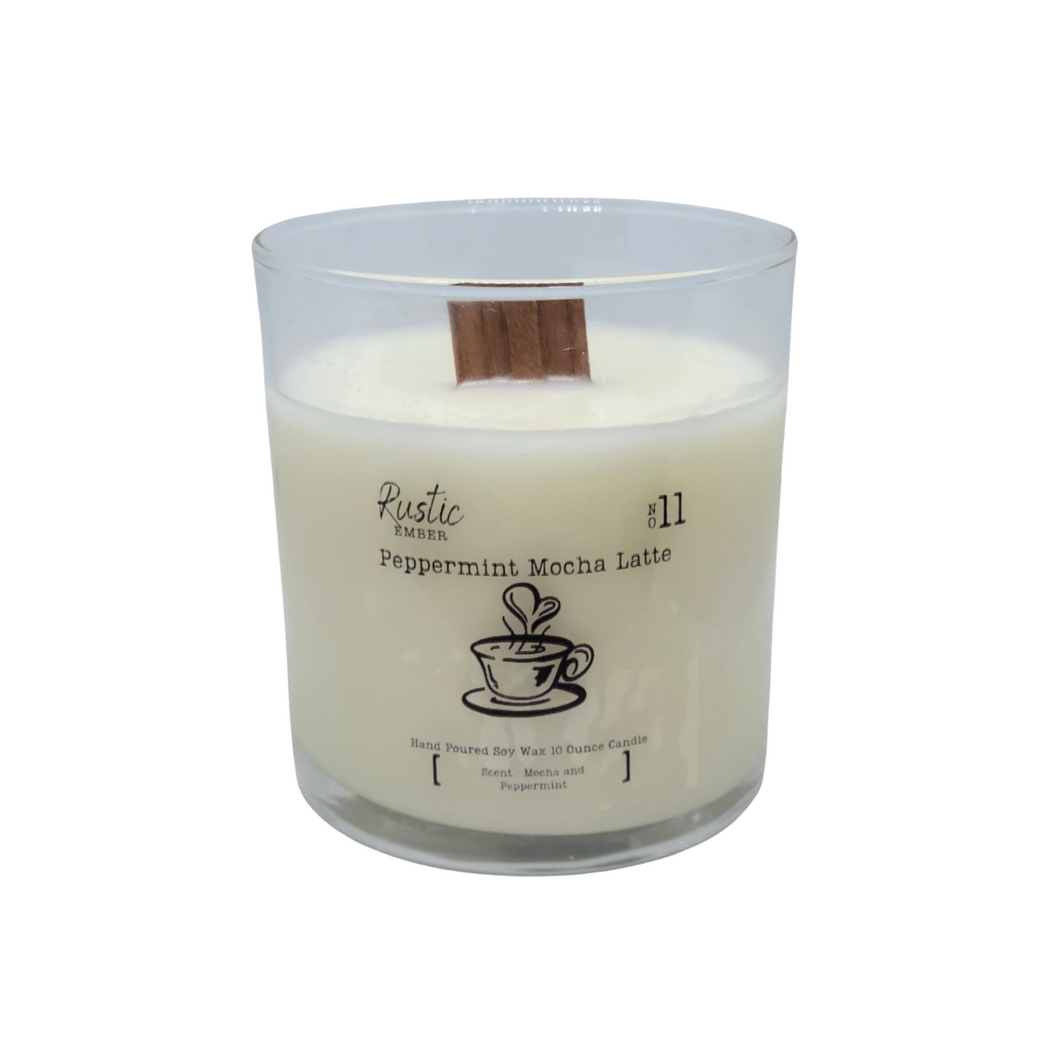 Rustic Ember | Peppermint Mocha Latte | 10 Ounce Candle