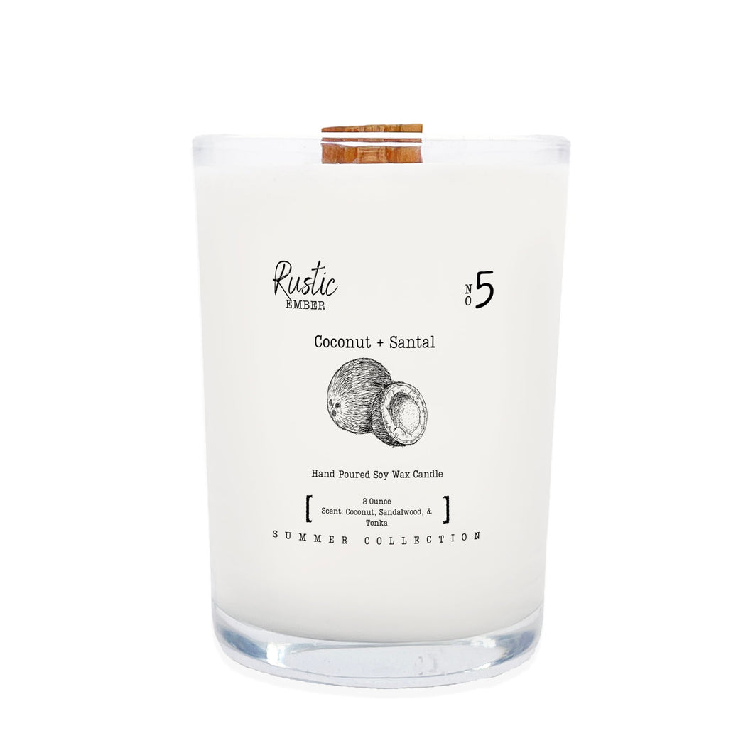 Coconut Santal | 8 Ounce Candle | Rustic Ember