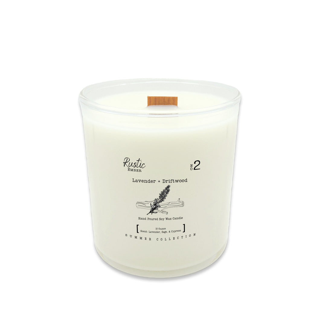 Lavender + Driftwood | 10 Ounce Candle | Rustic Ember