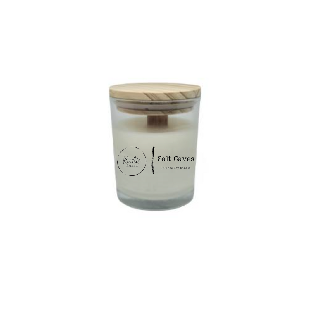 Rustic Ember | Salt Caves | 5 Ounce Candle with Bamboo Lid