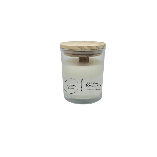 Rustic Ember | Caramel Macchiato | 5 Ounce Candle with Bamboo Lid